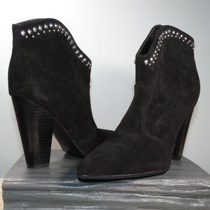 NINE WEST Women's SERA Ankle Boot 4" Heel Black with Silver Embelishment 8